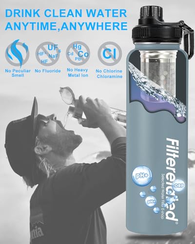 30oz Stainless Steel Alkaline Filter Water Bottle (6 Count)