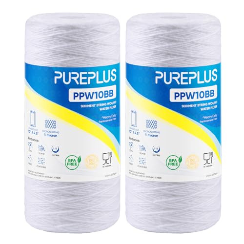 1 Micron 10 x 4.5 Whole House String Wound Sediment Filter for Well Water (2 Count)