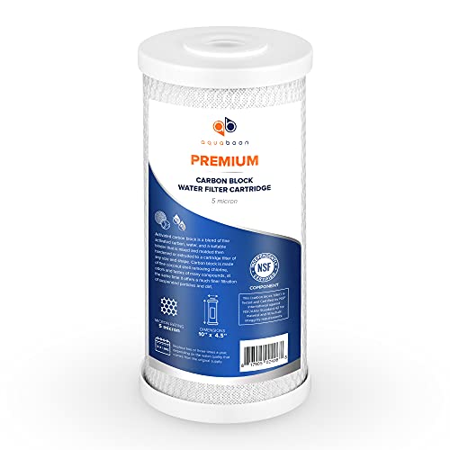 5 Micron 10 x 4.5 Premium Carbon Filter Cartridge Whole House CTO Block Water Filter Replacement Compatible with FXHTC (12 Count)