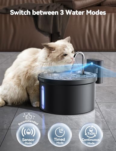 Wireless Cat Water Fountain [Water & Battery Separation] FEELNEEDY 4000mAh Battery Operated Cat Fountain