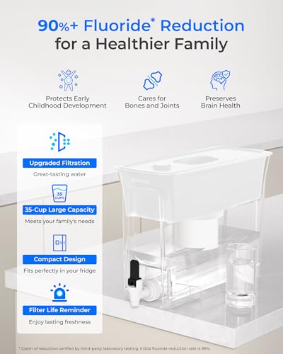 WFD-02W 35-Cup Water Filter Dispenser, Fluoride Reduction, White