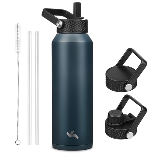 40 oz Insulated Stainless Steel Water Bottle with 3 Lids