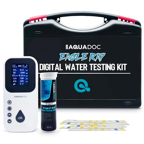 AquaDoc Eagle Ray Digital Water Test Kit for Pool & Spa with 30 Test Strips (30 Count)