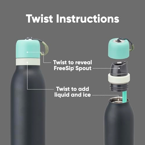 FreeSip Twist Stainless Steel Water Bottle 18 oz Foggy Tide