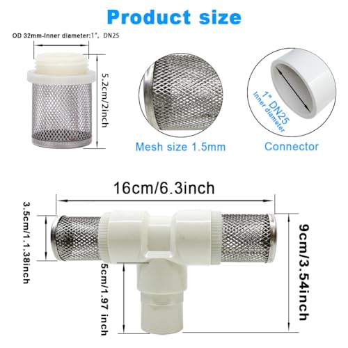 1" T Strainers steel filter cover connected to 1" PVC DN25 water pipe