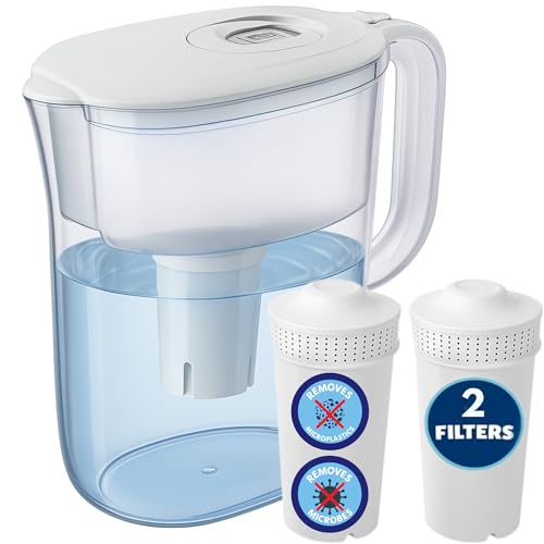 10 Cup Water Filter Pitcher with 2 Ultrafiltration & Carbon Filters (2 Count)