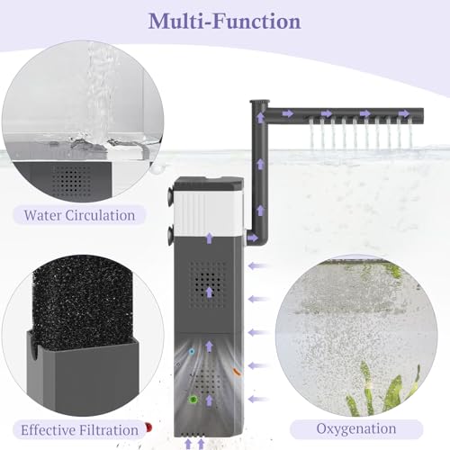 15W 210GPH Ultra Powerful Aquarium Filter for 25