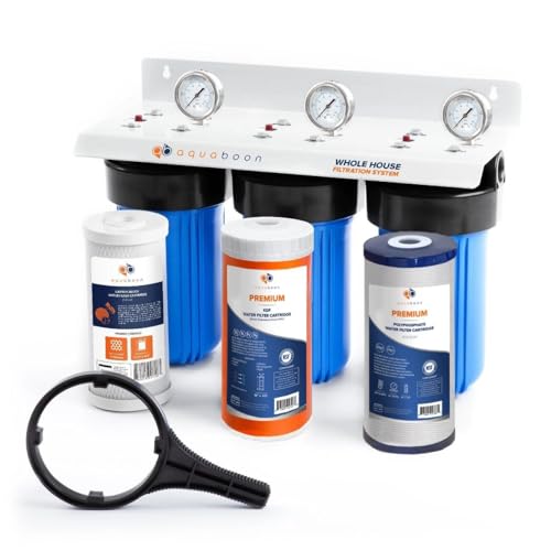 3 Stage Whole House Water Filtration System with 5 Micron 10x4.5 Anti