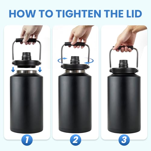 1 Gallon Water Bottle Insulated Stainless Steel Keeps Ice 48Hr