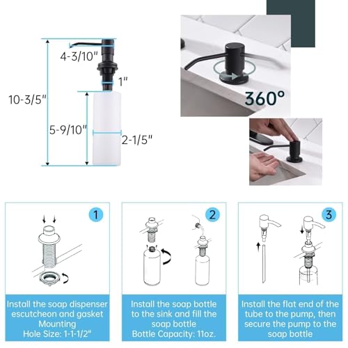 Black Kitchen Faucet with Soap Dispenser