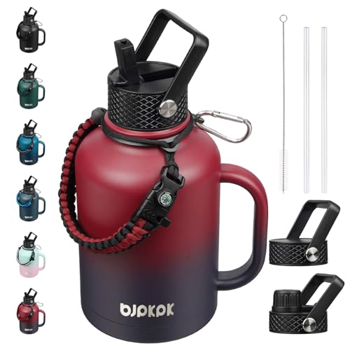 50oz Insulated Water Bottle with Straw Lid Stainless Steel Water Jug