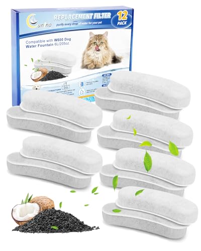 12pcs Dog Water Filter Replacement Fit for W600 Water Bowl Fountain (12 Count)
