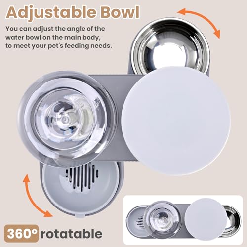 2 Pack Automatic Cat Feeder Stainless Steel Water Dispenser Gravity Food Feeder and Waterer Set with Pet Food Bowl for Small Medium Kitten Puppy Pets Large Capacity