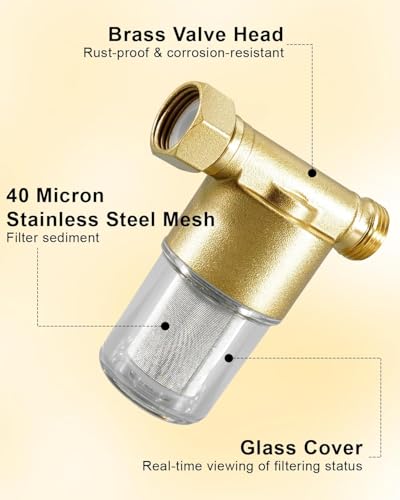 40 Micron Reusable Sediment Filter Brass Inline 1