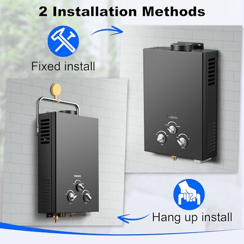 Outdoor Tankless Propane Water Heater 1.58GPM 6L Portable Gas Water Heater with Handle & Overheating Protection