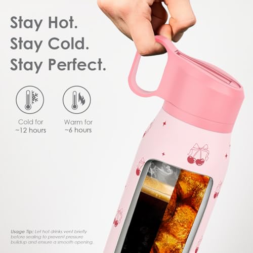 Cherry Water Bottle with Twist Lid Stainless Steel 20oz