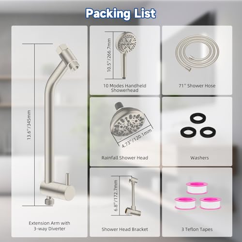 Metal Dual Rain Shower Head Easy Reach