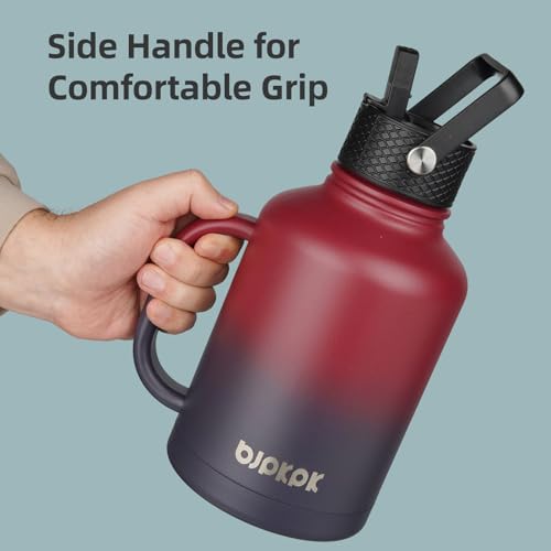 50oz Insulated Water Bottle with Straw Lid Stainless Steel Water Jug