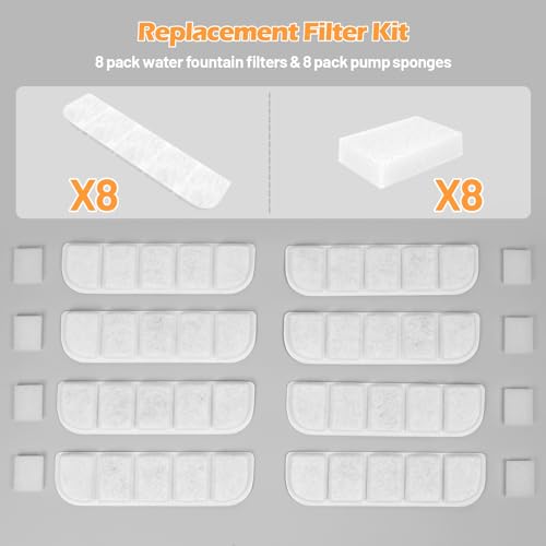 8 Pack Dog Water Fountain Filters Replacement for SIBAYS 355oz (8 Count)