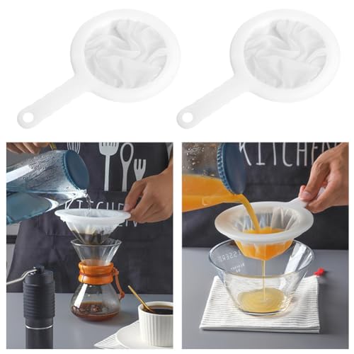 200 Mesh Fine Mesh Strainer Set 2 Pack Juice Nut Milk Tea Filter