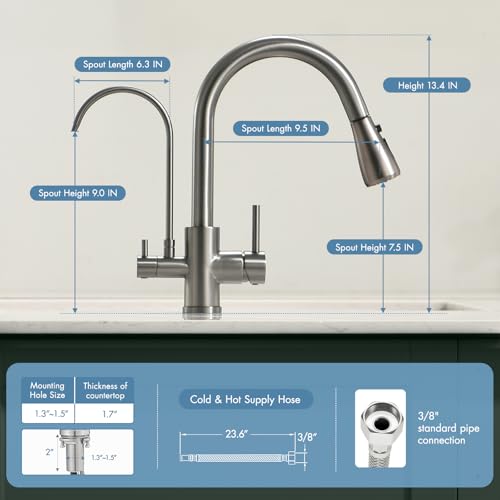 3 in 1 Kitchen Faucet with Water Filter and Pull Down Sprayer