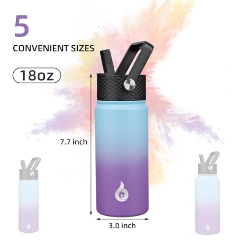 18oz Insulated Water Bottle with Straw Lid
