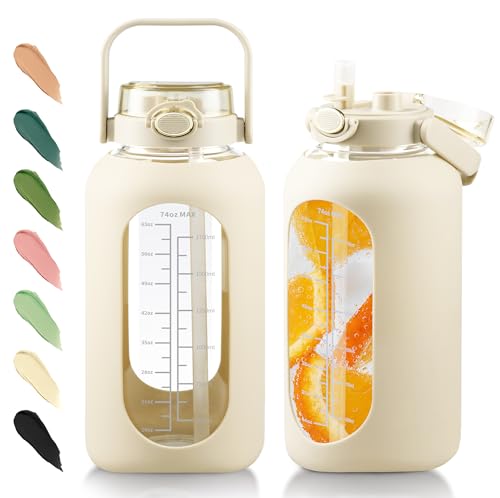 74 oz Glass Water Bottle with 2