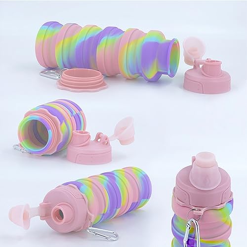 Collapsible Water Bottles Travel Sports Portable Sport Water Bottle comes with mountaineering Buckle 500ml silicone Water