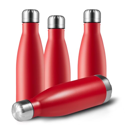 17oz Sport Water Bottle 4 Pack Vacuum Insulated Stainless Steel Leak