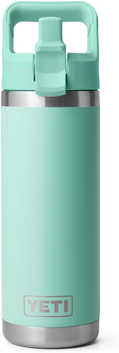 YETI Rambler 18 oz Bottle, Vacuum Insulated, Stainless Steel with Straw Cap, Seafoam