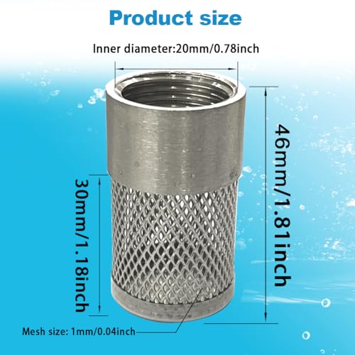 1 2" 304 stainless steel filter head with internal thread diameter of 20mm connected to 1