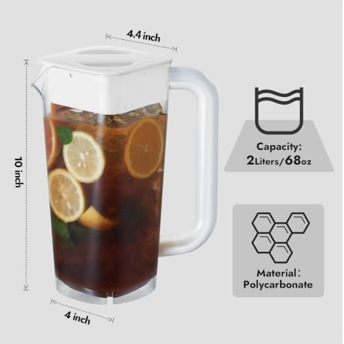 2L 68 oz Plastic Pitcher with Lid & Handle