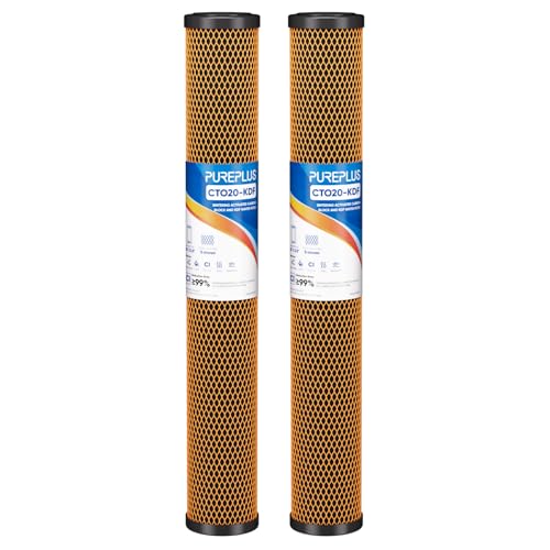 5 Micron 20" x 2.5" Whole House Coconut Shell Activated Carbon and KDF Water Filter (2 Count)