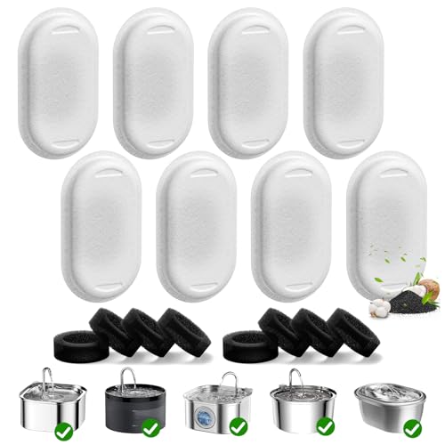 16 Pack Cat Water Fountain Filters for Stainless Steel Pet Water Dispenser (16 Count)