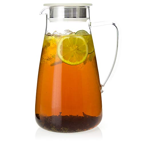 838-A-ICE Flask Glass Tea Jug Pitcher, 64 oz, Ice