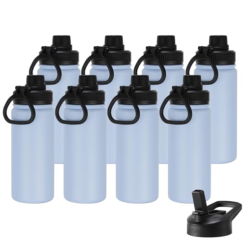 16 oz Kids Water Bottle for School Stainless Steel Double Wall Vacuum Insulated Water Bottle with Straw lids & Spout Lid (8 Count)