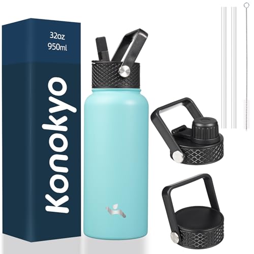 32 oz Insulated Stainless Steel Water Bottle with Straw Lid