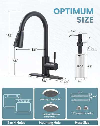 Black Kitchen Faucet with Soap Dispenser