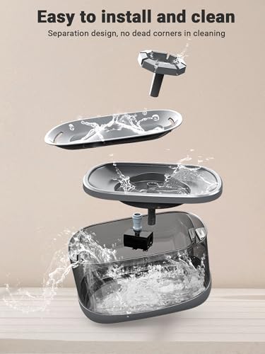 2.5Gal 9.5L Dog Water Fountain Extra Large Pet Water Fountain 3 Flow Modes Cat Water Fountain Larger Filter Filtration& Smart LED Pump& Safe Touch