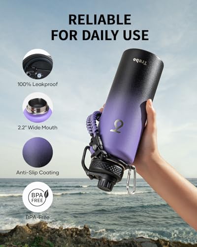 Water Bottle Insulated 40 oz with 3 Lids
