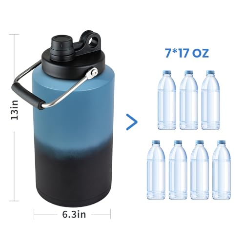 1 Gallon Water Bottle Insulated Stainless Steel Keeps Ice 48Hr