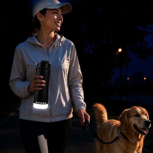 Stainless Steel Water Bottle with Camping Lantern & Night Light
