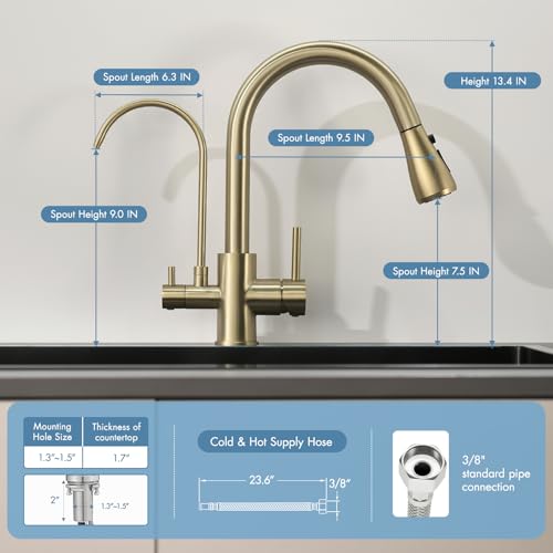 3 in 1 Kitchen Faucet with Water Filter and Pull Down Spraye
