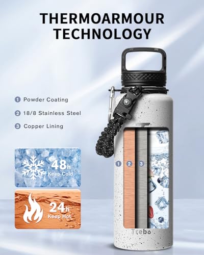 Water Bottle Insulated 40 oz with 3 Lids