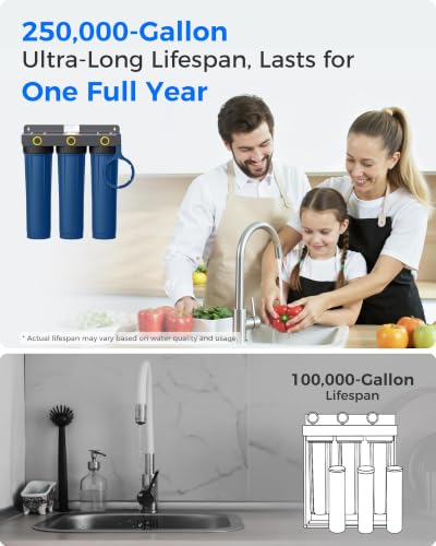 WHF3E-SKH 3-Stage Whole House Water Filter System, 20" x 4.5"