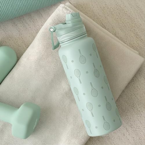 Tennis Stainless Steel Water Bottle with Strap 32oz