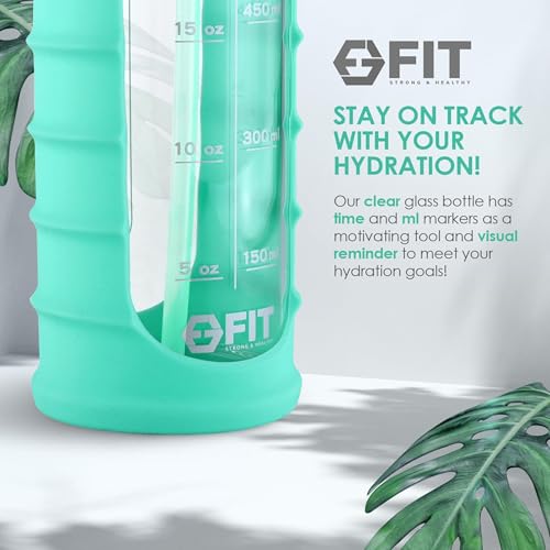 32 oz Glass Water Bottle with Time Marker