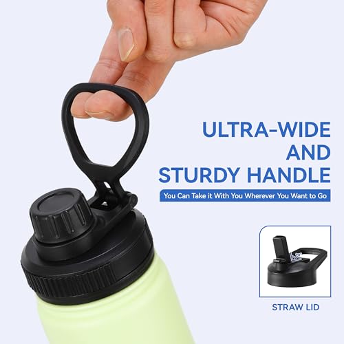 16 oz Water Bottle Stainless Steel Double Wall Vacuum Insulated Water Bottle with Straw lids & Spout Lid