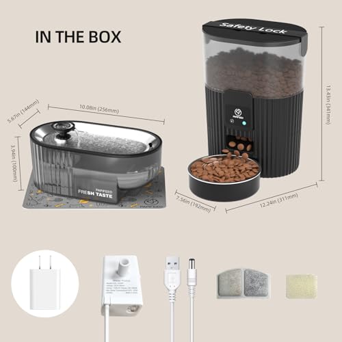Automatic Cat Feeder and Water Fountain Stainless Steel