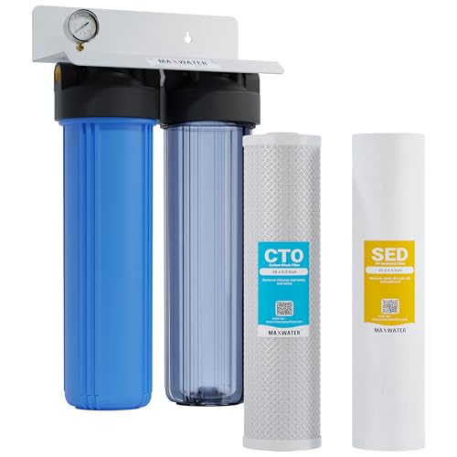 20" Dual Clear & Blue Whole House Water Filter 1" w